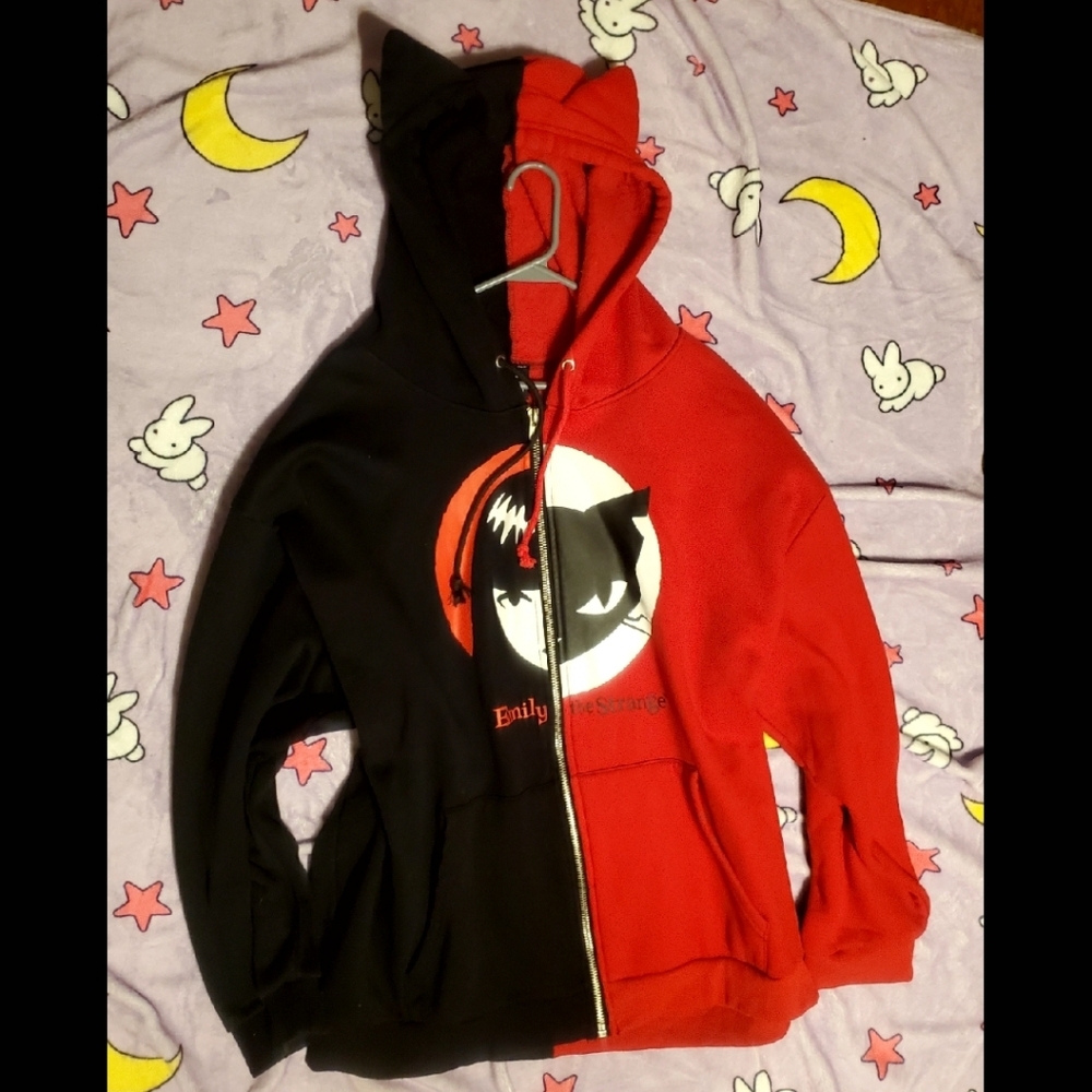 Emily The Strange Cat Ear Hoodie Gothic Hot Topic Dollskill Killstar Blackcraft